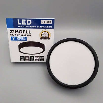 ZIMOFLL 250W Equivalent LED Flush Mount Ceiling Light Fixture 8 Inch Modern 25W 2400LM 5000K Round Close to Ceiling Light for Kitchen Hallway White